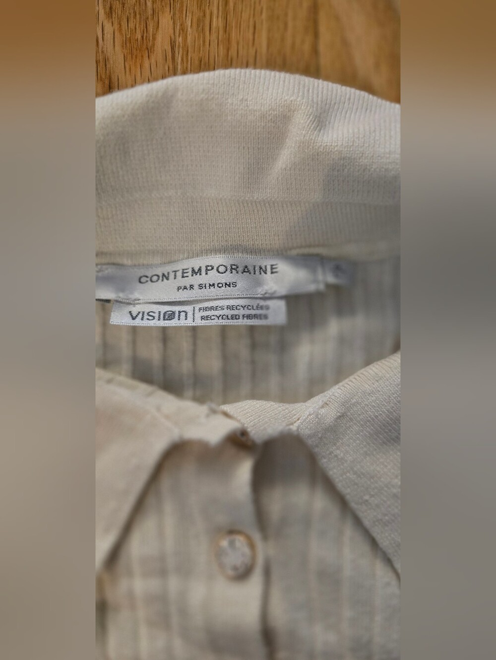 Simons Ribbed Button-Down Polo Top - Picture 3 of 3
